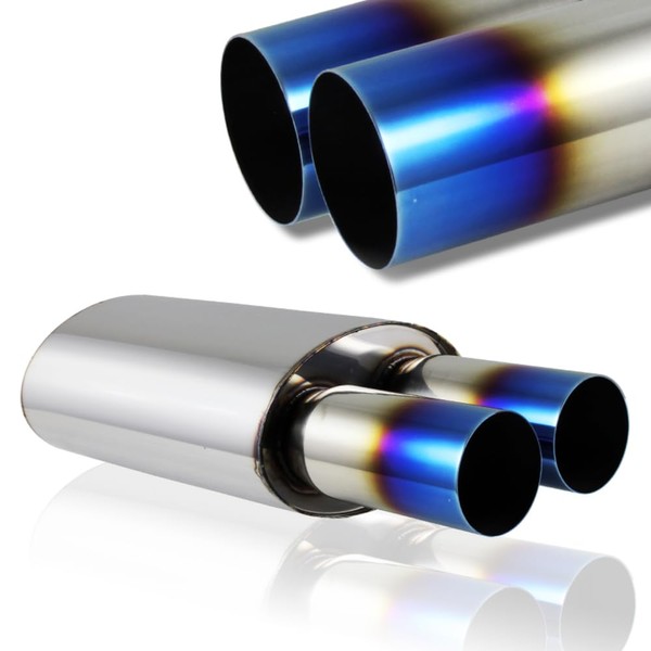 Universal 3" Outlet DTM Dual Tip Style Muffler Hi Flow