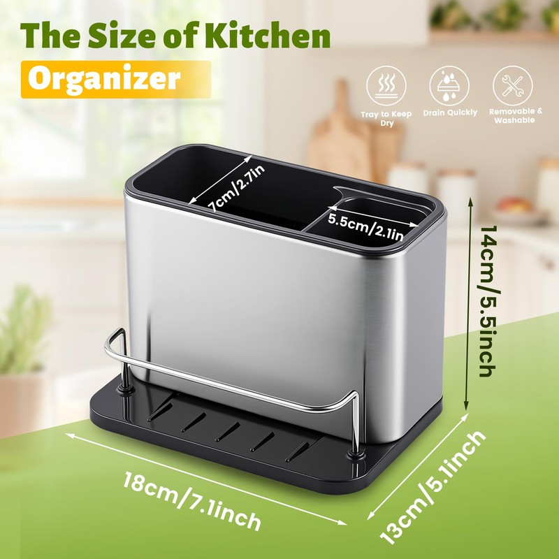Kitchen Sink Holder,Rustproof Dispenser Kitchen Organizers with Water Drainage Board