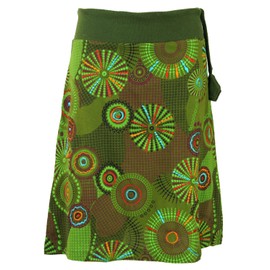 Guru-Shop Embroidered, Knee-Length Skirt, Boho Chic, Retro Mandala - Ladies’ Cotton Skirt / Short Alternative Clothing - Skort
