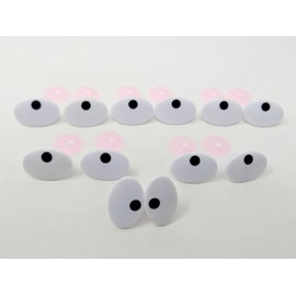 Pair of Zim's 25mm Oval Black and White Dot Comical Cartoon Plastic Safety Eyes for Craft Amigurumi Dolls, Toys or Puppets (Pack of 6)