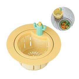 Cactus Sink Strainer,Press Automatic Dumping Basket Kitchen Sink Filter,Multi-Functional Cactus Sink Draining Basket Filter Net (Yellow)