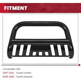 HECASA Bull Bar Compatible with 2007-2021 Toyota Tundra 2008-2022 Toyota Sequoia Front Push Bumper Grill Guard Brush Guard Steel Electrophoresis Powder Coated Black