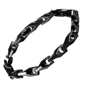 Urban Jewelry Classy Men's Solid Heavy Wheat Tungsten Carbide Bracelet - 3 Sided Links (9 inch,Black)