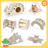 7pcs Hamster Toys Wooden Cage Accessories Include Snail House, Bell