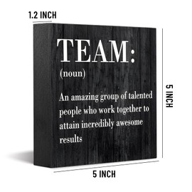 Inspirational Team Noun Office Decor Desk Decor Wooden Box Sign Rustic Black Wood Block Plaque Box Sign for Home Office Desk Shelf Table Decoration Coworker Team Definition Teamwork Sign