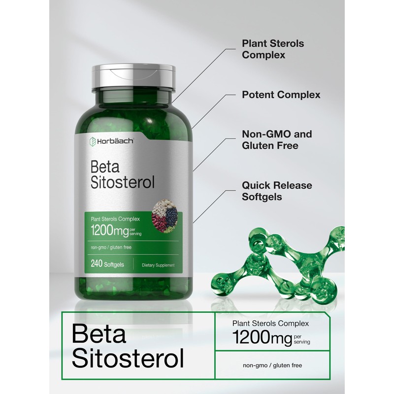 Horbäach Beta Sitosterol 1200mg | 240 Softgel Capsules | Mega