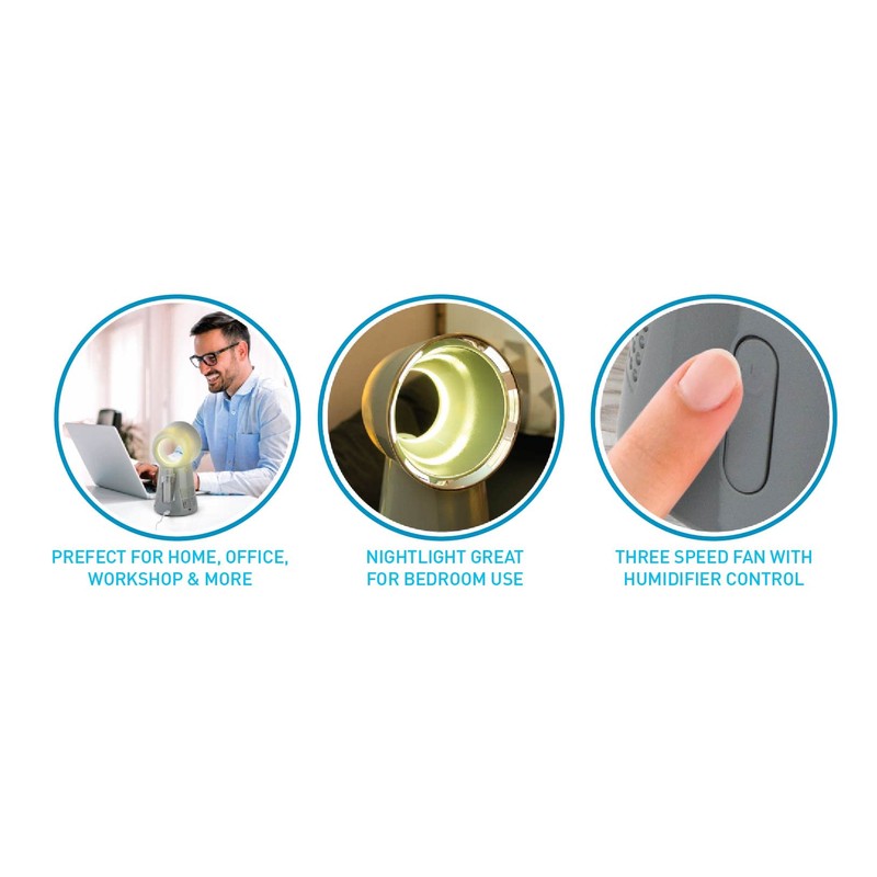 FIVECATCH BREEZE IT - Humidifying Bladeless Fan | Gray |