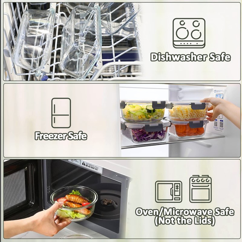 M MCIRCO 30 Pieces Glass Food Storage Containers with Snap