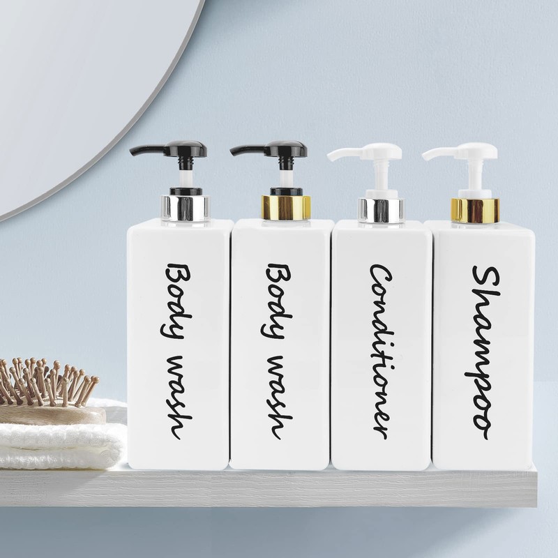 Shampoo and Conditioner Dispenser (Set of 3, 21oz) Modern Refillable