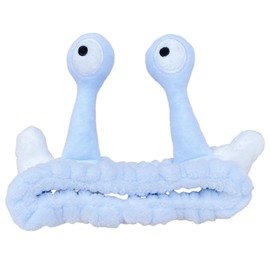 Snail Headband for Women & Girls,Cute Coral Fleece Elastic Spa Headband for Face Wash,Skin Care,and Makeup (Blue, Large)