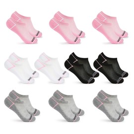 Fruit of the Loom Girls Low Cut Ankle Socks - 10 Pack - Cushioned, Soft Stretch, No Show Kids Pink Socks, Medium