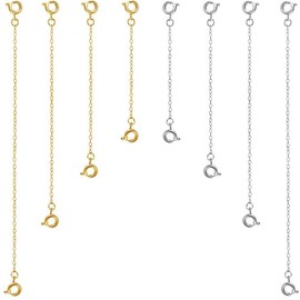 Benkyue 8 Piece Extender Chain, Set for Adjusting Necklace Length, 2.8 inches (5 cm), 2.8 inches (7 cm), 3.9 inches (10 cm), 5.9 inches (15 cm), Copper Adjuster, Chain, Necklace, Extender, Chain,