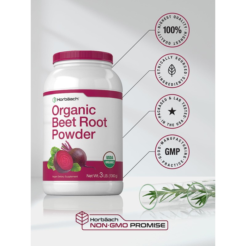 Horbäach Organic Beet Root Powder | 3lb Bulk Supplement |