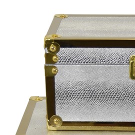 Benjara Jito Decorative Jewelry Box Set of 2, Abstract Pattern, Silver Gold