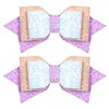 4in Glitter Easter Hair Bow Clips,Sparkly Purple White Pink Bowknot