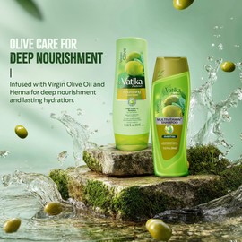 Vatika Naturals Olive Shampoo & Conditioner | Virgin Olive Oil & Henna for Deep Nourishment | Hydrating Haircare for Smooth, Shiny & Frizz-Free Hair | Suitable for All Hair Types