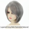 RENERSHOW Layered Bob Short Gray Wigs for Women Mixed Gray