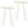 CustomyLife 2Pcs Beige Lace Hair Bow Clips Cute Coquette Snap