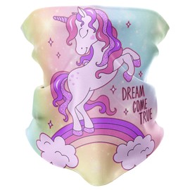 Girls Balaclava Skiing Face Cover, Unicorn Gifts for Girls Pink Multifunctional Headwear Snood Scarf Neck Gaiter, Motorcyle Face Protection Sun Dust Wind Proof Outdoor (Unicorn Dream Come True)