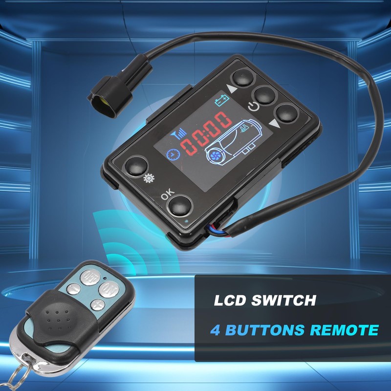 Konuooer Car Heater LCD Switch Controller with Remote Control 12V/24V