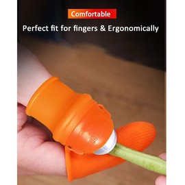 CrongeFul 12pcs Silicone Thumb Knife Gardening Tool Set for Harvesting, Plant Fruit Picking, Trimming, Thumb Cutter for Finger Protection（Flat & Tilt B