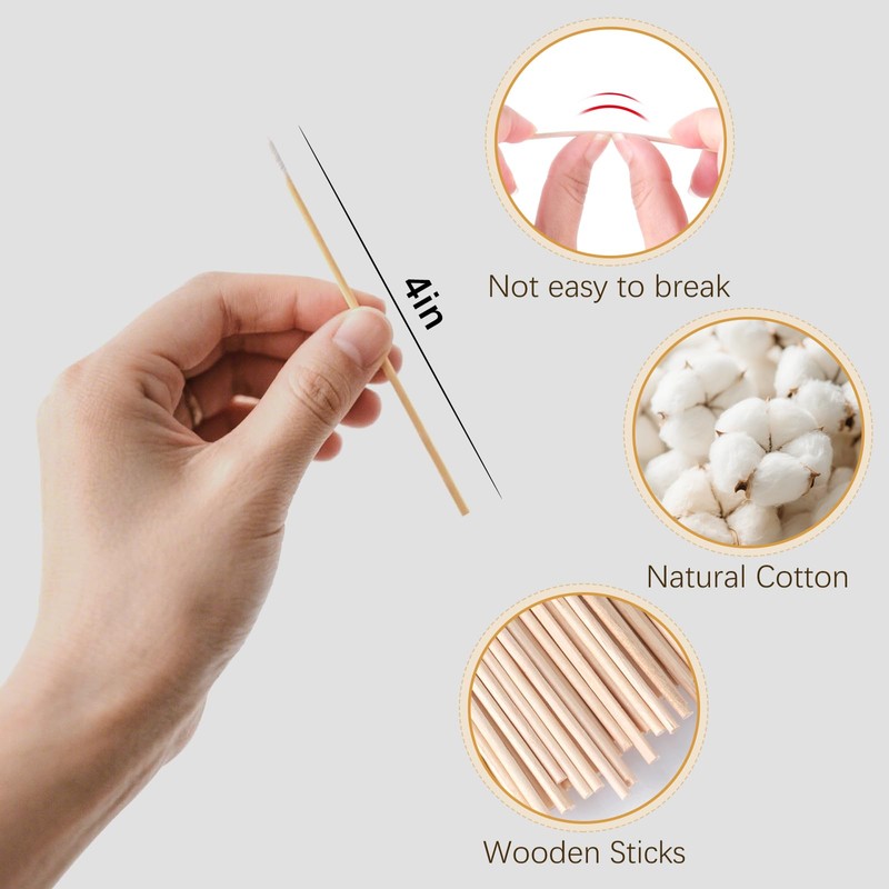 200pcs Pointed Cotton Swabs,Disposable Makeup Applicators,4in Precision Microblading Cotton Swab