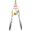 Dexas Spoon and Strain Stainless Steel Slotted Tongs, Green Handles