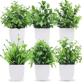 Artificial Potted Plant for Mean Girls Decorations, 6 Counts False Fruit Plants Ornaments, Faux Potted Plant, Indoor Plants, Decorative Plant for Home & Office Decor Girly Bedroom Accessories, Summer Gifts - Color: White, Specification: 7.08inch/18cm 6 C
