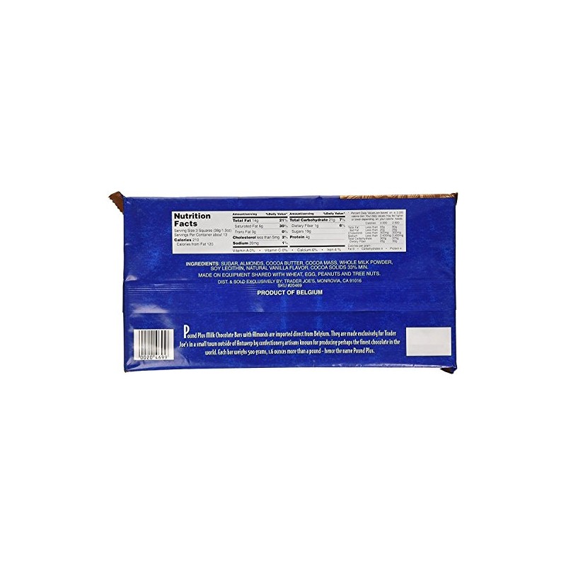 Trader Joe's Pound Plus GIANT Belgian Milk Chocolate with Almonds