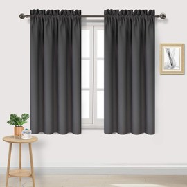 DWCN Dark Grey Room Darkening Blackout Curtains - Thermal Insulated Privacy Energy Saving Window Curtain Drapes 42 x 54 inch Length, Set of 2 Bedroom Living Room Curtains