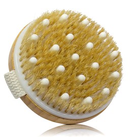 GiimiBash Bamboo Dry Body Brushes, Blood Circulation, Dry Body Brush for Dry Skin,Wet and Dry Brush Suitable for All Kinds of Skin with Soft and Stiff Bristles