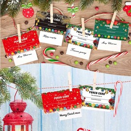 Christmas Reward Punch Cards (Pack of 100) Incentive Loyalty Reward Card,Behavior Incentive Awards for Classroom Business Kids Behavior Students Teachers, 2 x 3 inches,4 Styles