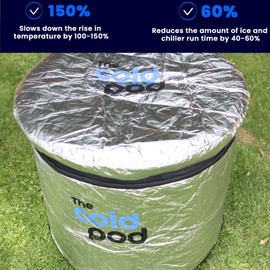 The Cold Pod Ice Bath Tub XL Cover: Insulated and Silver UV Heat Reflective Cold Plunge Tub Cover, Waterproof and Zip Up All Weather Resistant Protective Lid
