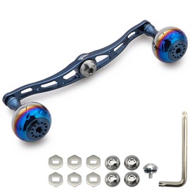HEIGHTEN 130/120/115mm Reel Handle for Shimano Daiwa Abu Garcia Compatible Baitcasting Reel Aurora Series (Turquoise Blue, 130mm) (HT07508)