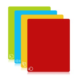 Goodluck 4 Pieces Flexible Cutting Boards, BPA Free Plastic Cutting Boards for Kitchen, Non Slip Cutting Mat for Meat and Vegetables