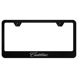 Au-TOMOTIVE GOLD Laser Etched Logo Stainless Steel License Plate Frame for Cadilac (Black)