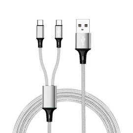 IFLASH 6 Feet Extra Long Dual Port TYPE C Splitter Charging Cable - Power up to Two USB C Devices At Once from a Single USB A Port - Ideal for Any USB C Powered Device (White)