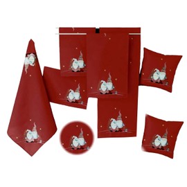 Tablecloth Table Runner Table Cloth Cushion Cover Christmas Red Embroidered with Secret Santa Men (110 x 110 cm)