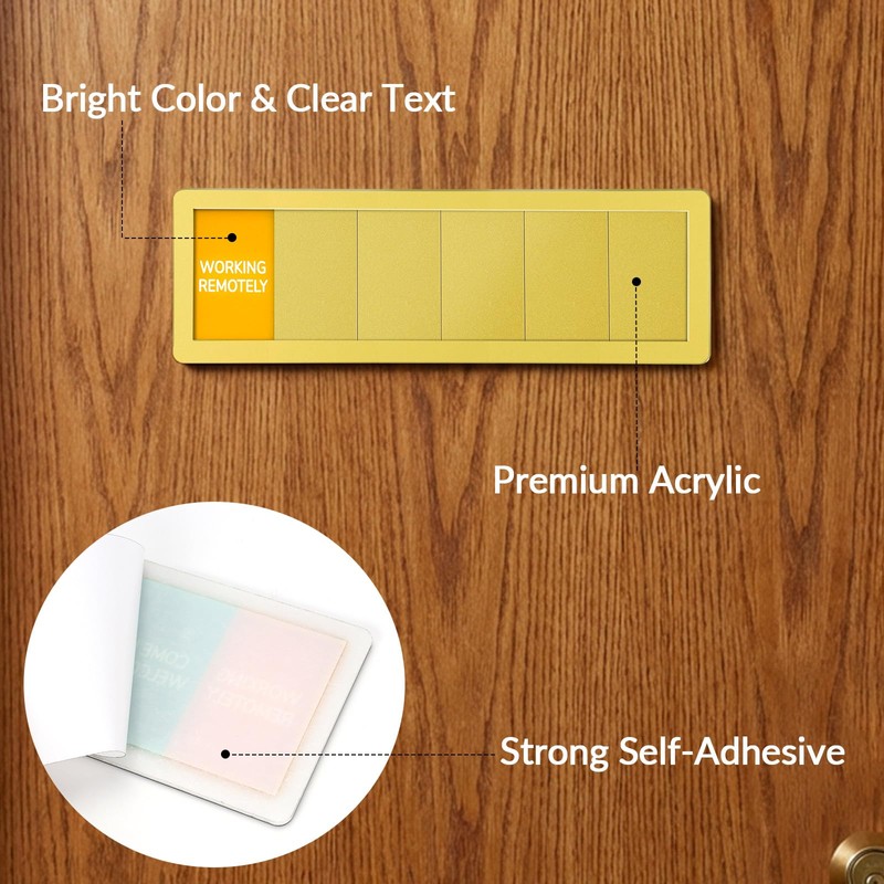 Office Door Sign with 6 Options, Gold Acrylic Privacy Door