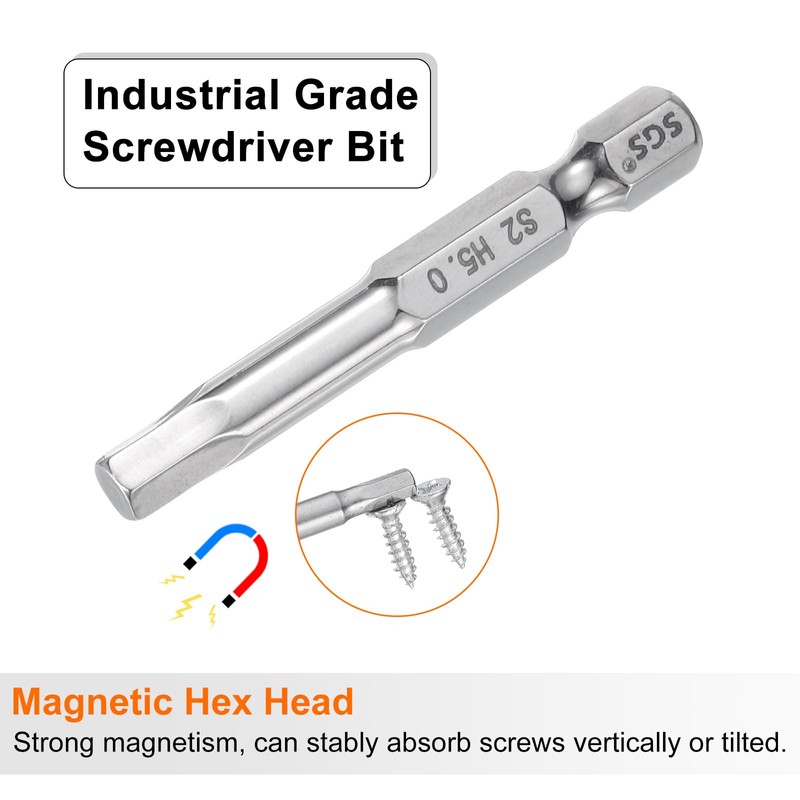 sourcing map 5pcs Hex Head Wrench Drill Bit 5mm (H5)