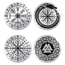 UNICRAFTALE Viking Vegvisir Commemorative Coin Viking Compass Challenge Coin Valknut Knot The Killed Warrior Coins Nordic Mythology Protection Talisman Amulet Decision Coins Pack of 2