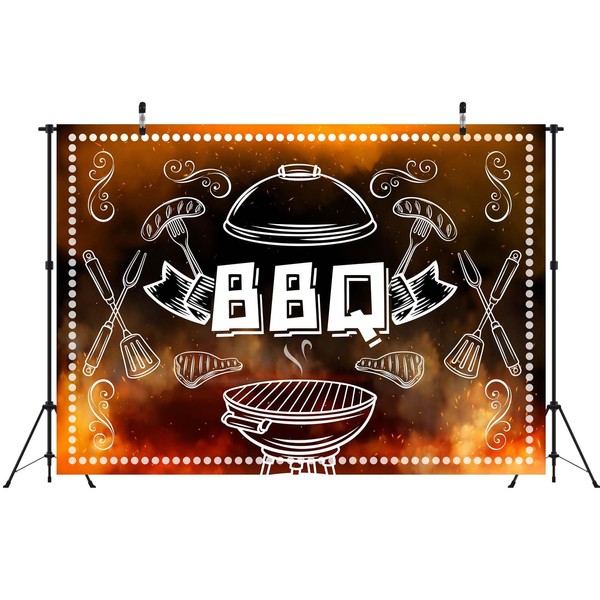 Loccor 5x4ft Fabric BBQ Backdrop Barbecue Tools with Flame Summer
