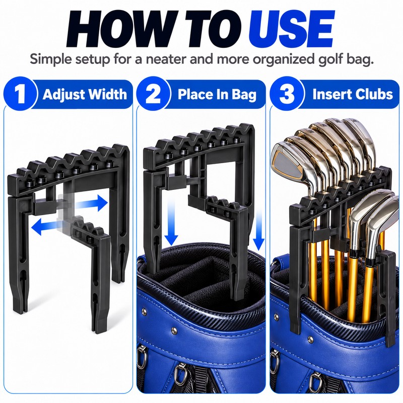 Adjustable Golf Club Organizer for 9 Irons – Protective Club