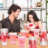 YISKUOPU 50Pcs Valentines Plastic Cups, 12oz Red Pink Valentines Day