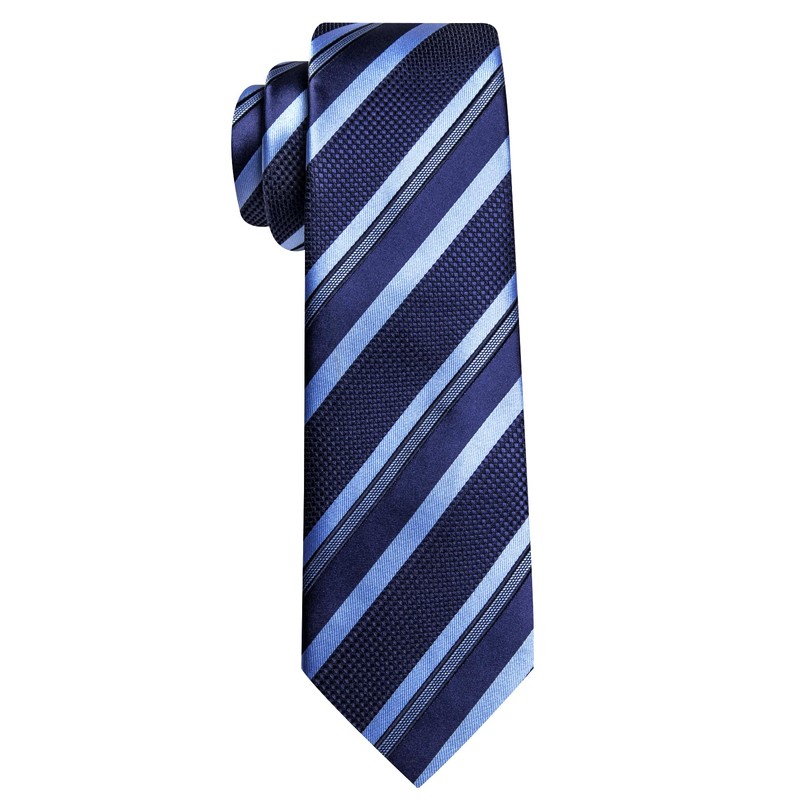 Barry.Wang Men's Silk Business Ties with Handkerchief Cufflink Stripes Plaid