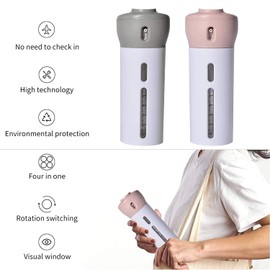 Slyford 4 in 1 Lotion Shampoo Gel Travel Dispenser Shower Bottles, Includes Four 40 ml Cosmetic Toiletries Muti Pump Bottles for Shampoo, Lotions, (Multi Color) (Pack of 1)