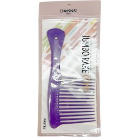Donna Jumbo Rake Comb - Wide Tooth Comb for Curls - Professional Hair Detangling Tool with Comfortable Grip - Ideal for Thick, Curly Hair - Durable, Lightweight Design for Daily Use (PURPLE)