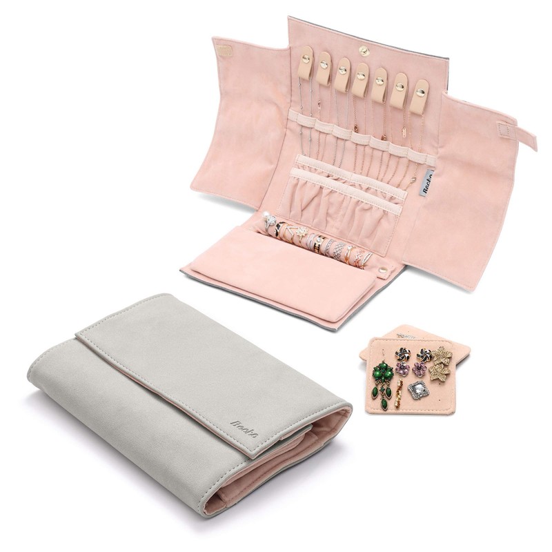 Becko Jewellery Organizer Roll Travel Jewel Bag case for Multiple