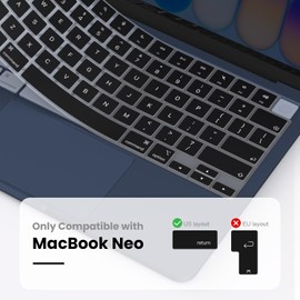 Keyboard Cover Compatible with 2026 Apple MacBook Neo 13 inch A18 Pro chip A3404 with Touch ID, MacBook Neo 13 Keyboard Skin Protector - Black