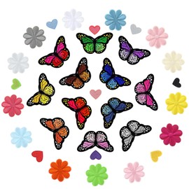 GOTFUN Pack of 34 Butterfly Flowers Heart Iron-On Patches for Iron-On Clothing Appliques Embroidered Iron on Patches Heart Pattern for DIY Clothing Jackets Hats Backpacks Jeans Repair Decoration